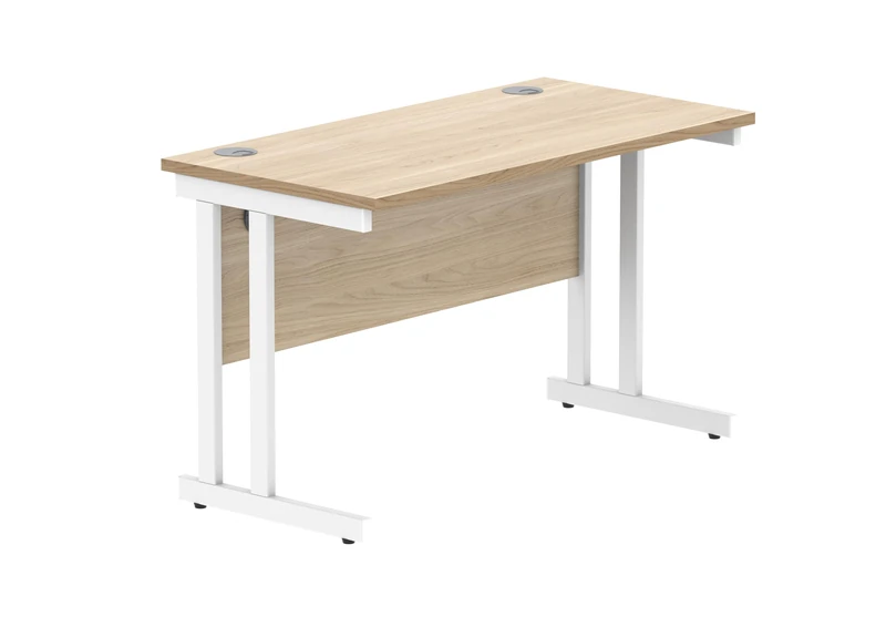 Office Hippo Essentials Rectangular Writing Computer Work Place, Home Office Desk with Cable Port Management, Wood, Canadian Oak, 120x60cm