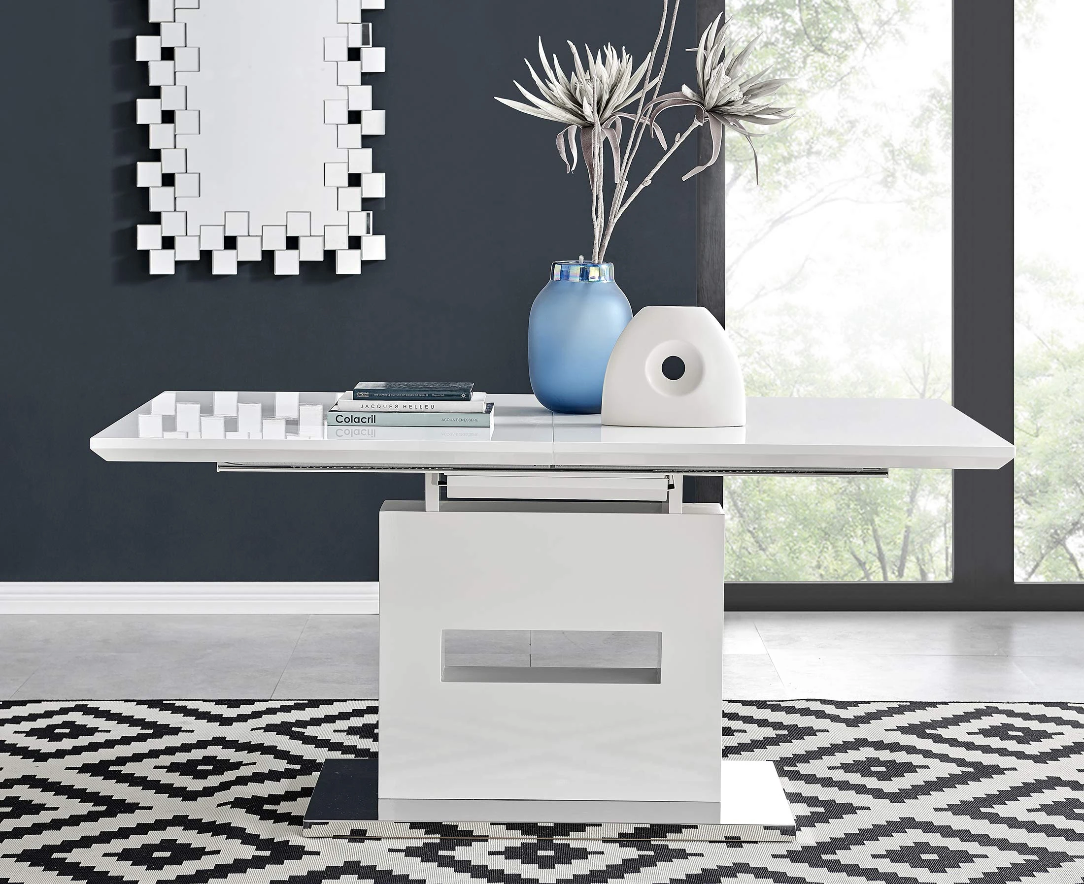 Furniturebox UK Arezzo Large 160cm - 200cm Extending White High Gloss & Chrome 6 Seat Dining Table - Stylish, Modern, Elegant