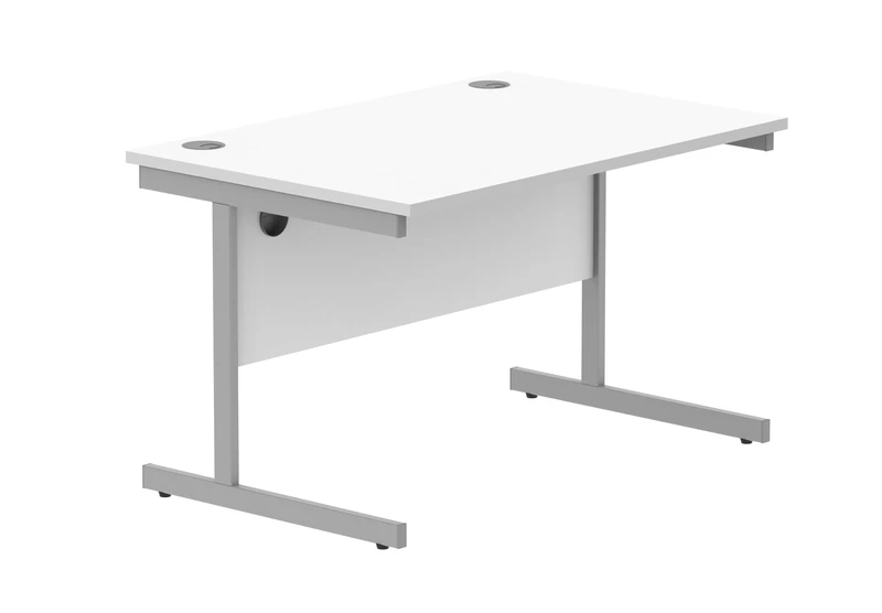 Office Hippo Essentials Rectangular Writing Computer Work Place, Home Office Desk with Cable Port Management, MFC, Arctic White, 120x80cm