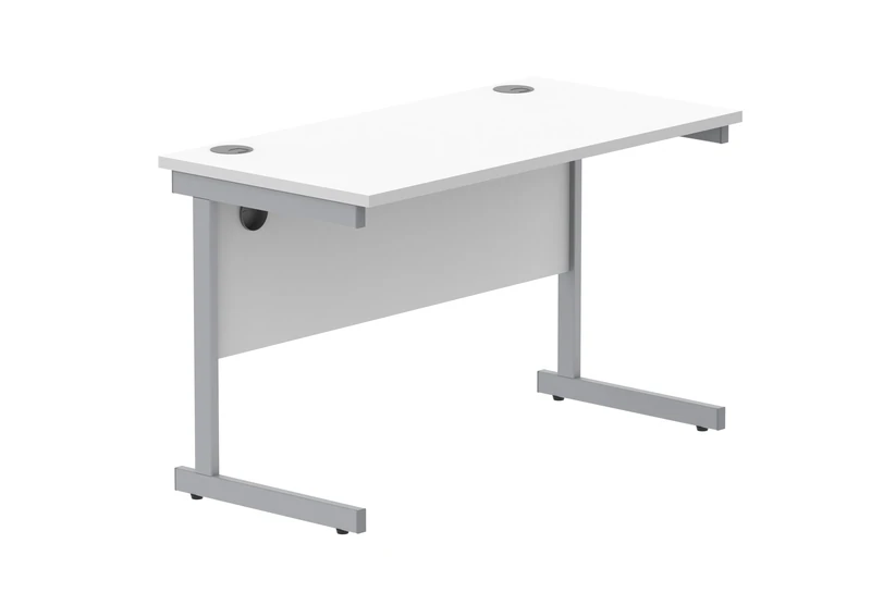 Office Hippo Essentials Rectangular Writing Computer Work Place, Home Office Desk with Cable Port Management, MFC, Arctic White, 120x60cm