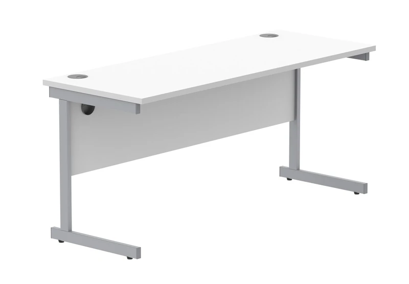 Office Hippo Essentials Rectangular Writing Computer Work Place, Home Office Desk with Cable Port Management, MFC, Arctic White, 160x60cm