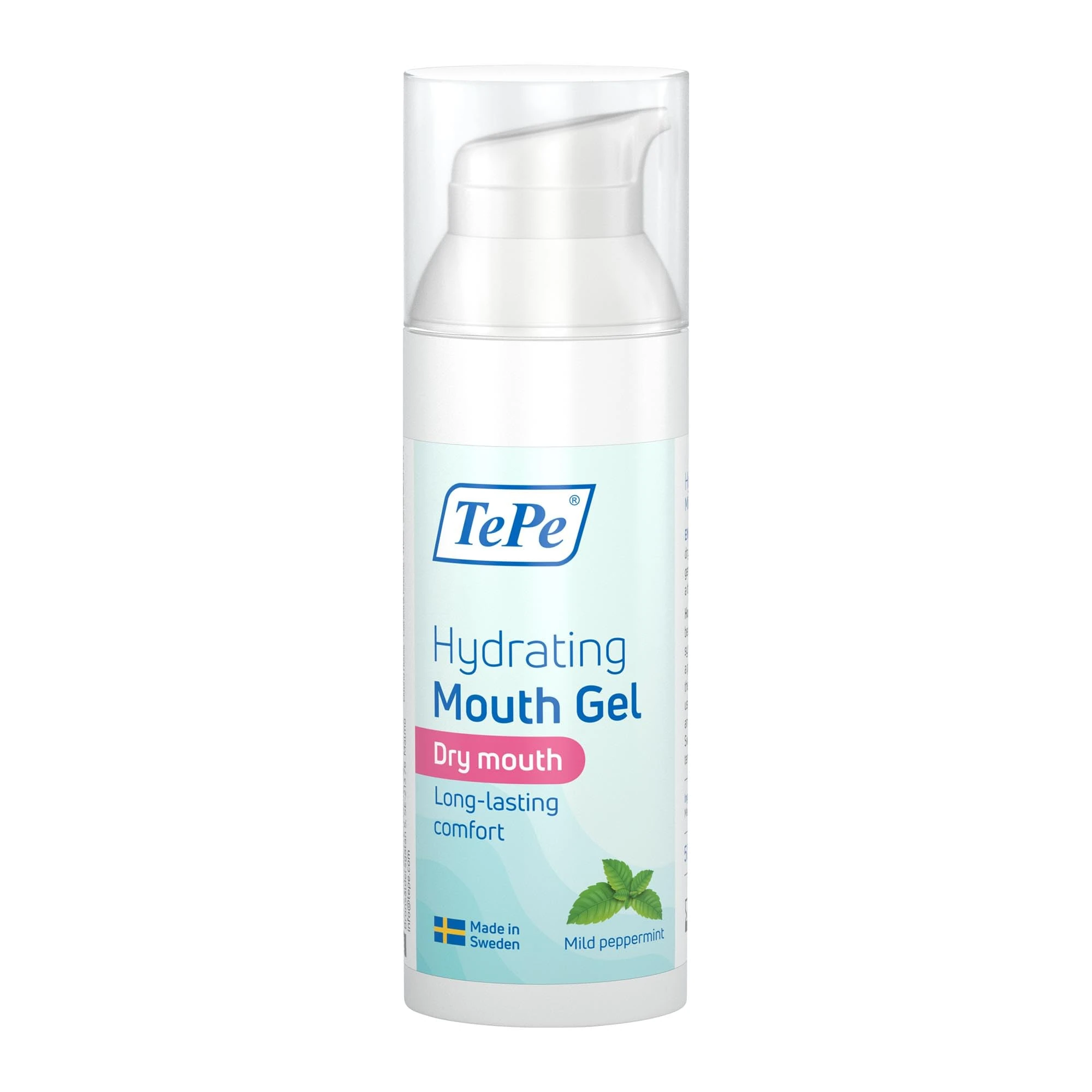 TePe Hydrating Mouth Gel for Dry Mouth, mild Peppermint, Mouth Gel to Ease The Feeling of Dry Mouth, Easy on-The-go
