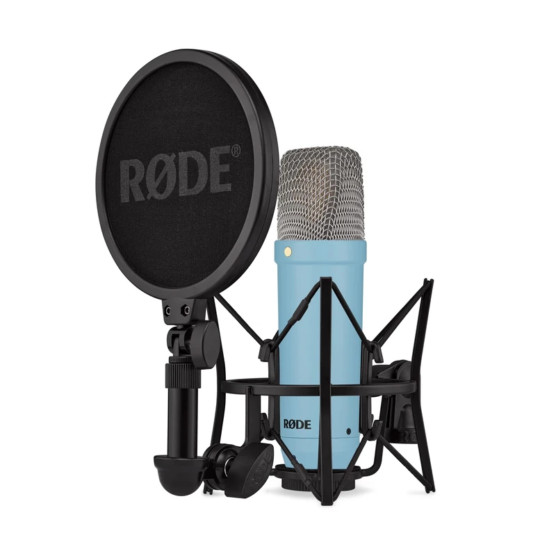 RØDE NT1 Signature Series Large-diaphragm Condenser Microphone with Shock Mount, Pop Filter and XLR Cable for Music Production, Vocal Recording, Streaming and Podcasting (Blue)