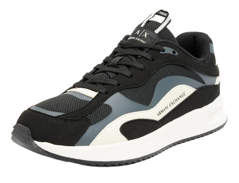 Armani Exchange Men's Dusseldorf Sneaker, Black Dark, 8 UK