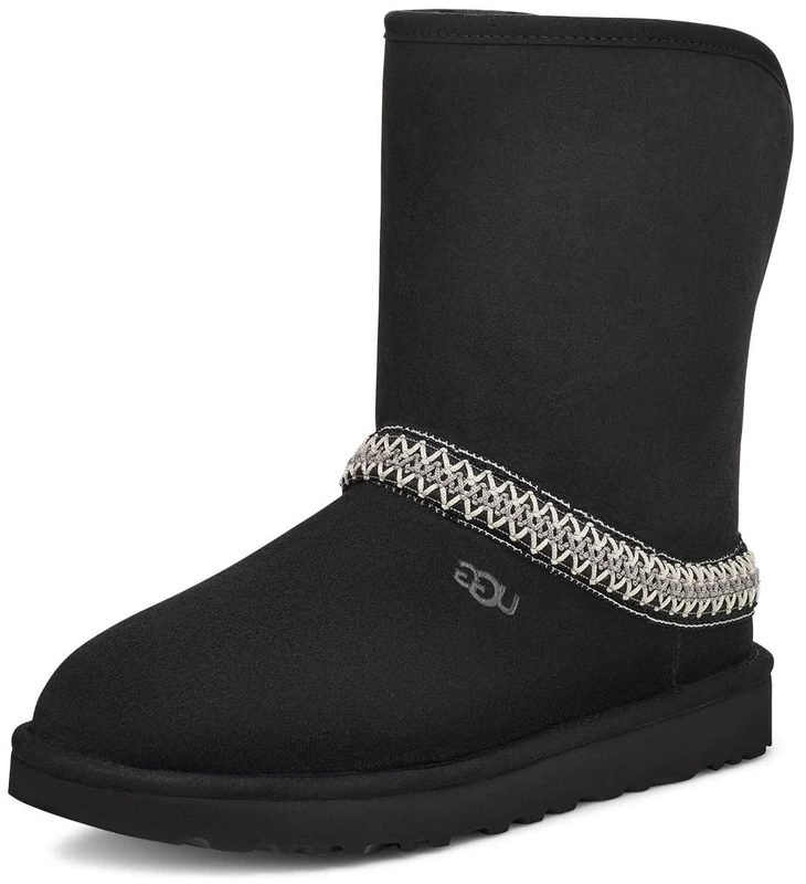 UGG Women's Classic Short Crescent Classic Boot, Black, UK 10