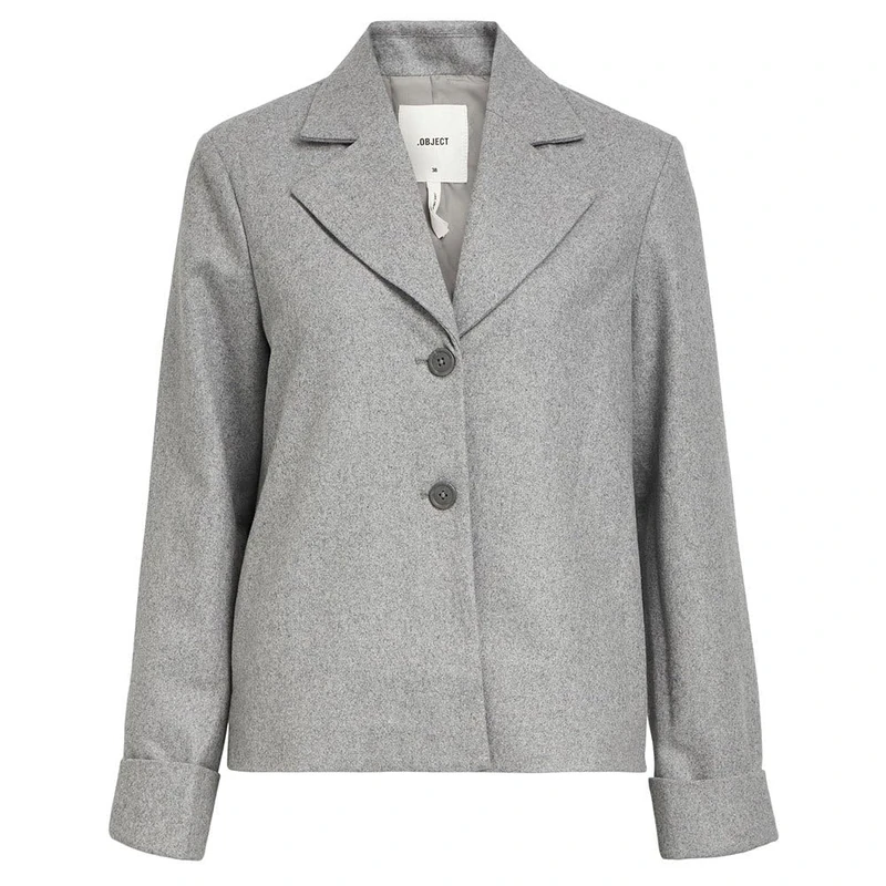 OBJECT Objnicole L/S Wool Jacket Noos, Light Grey Mix, 16