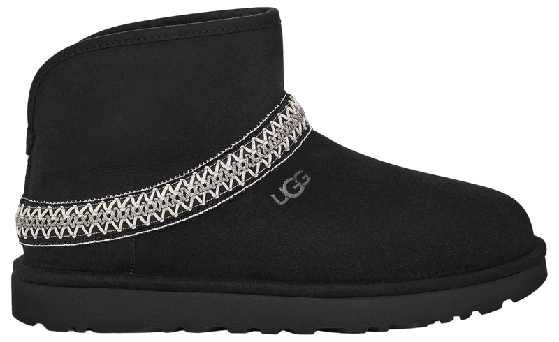 UGG Women's Classic Mini Crescent Fashion Boot, Black, 12 UK