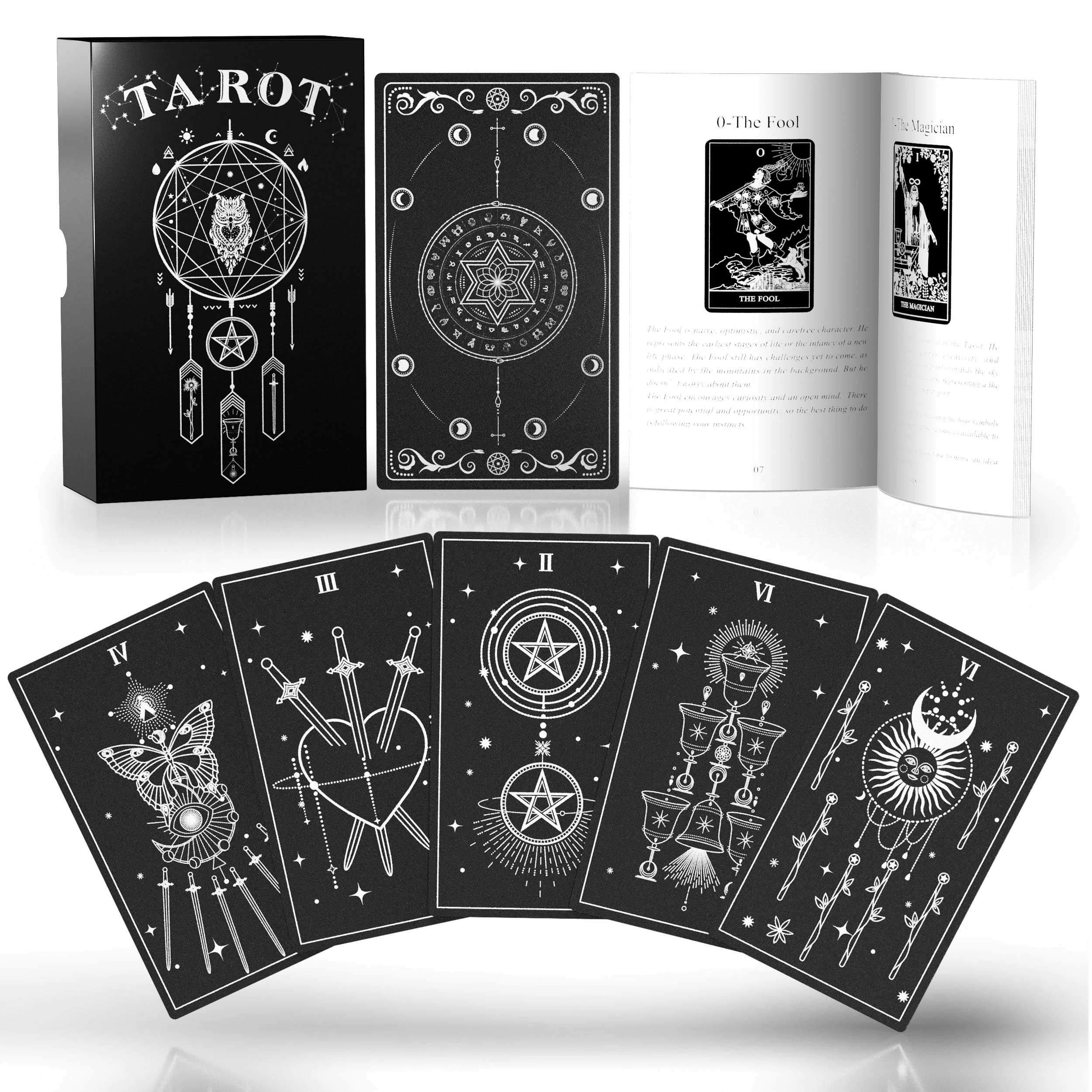 ACELION Original Tarot Card Set with Guide, 78 Pieces of Tarot Cards with Gold foil on The Surface， Fortune-Telling Game, Tarot for Beginners