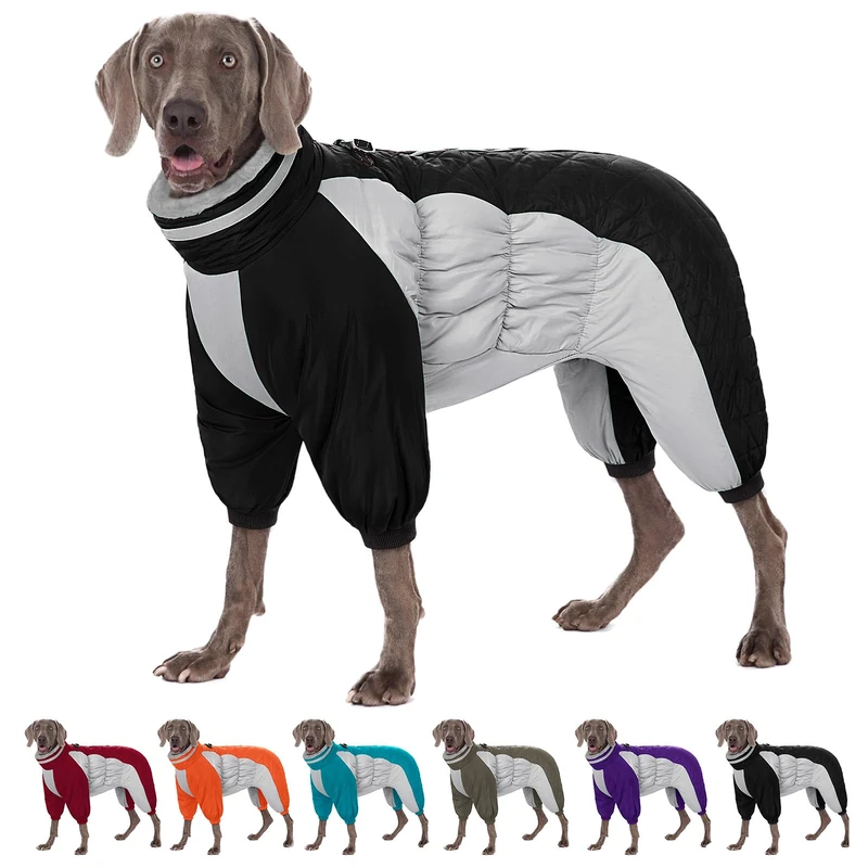 AOFITEE Large Dog Coat Warm Dog Jacket for Winter, Dogs Winter Coat with Harness Built in, Reflective Turtleneck Dogs Puffer Jacket Snowsuit, Full Body Fleece Coats for Small Medium Large Pet, XL