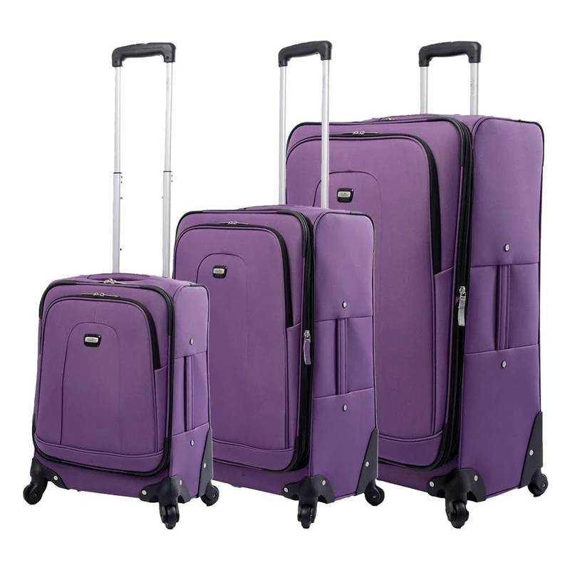 DIA & NOCHE Totto - Suitcase Set - Andromeda 2.0 - Purple - Three Sizes of Suitcases - 360 Wheels - Telescopic Handle - Polyester Lining, Berry