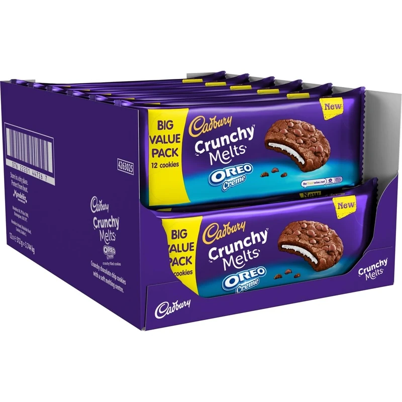 Cadbury Crunchy Melts, Oreo Crème Filled Chocolate Cookies, Deliciously Crunchy, 312 g (Pack of 12)