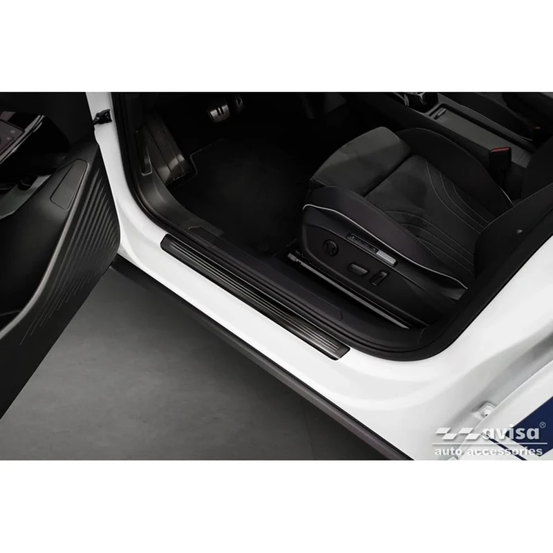 Avisa Black Inox door sill protectors compatible with Volkswagen ID.5 2021- - 'Lines' - 4-pieces