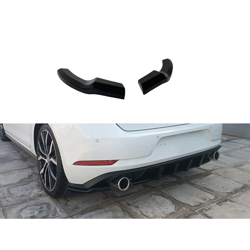 Motordrome Rear bumper skirts (Corners) compatible with Volkswagen Golf 7.5 GTI 2017-2020 (ABS Gloss black)