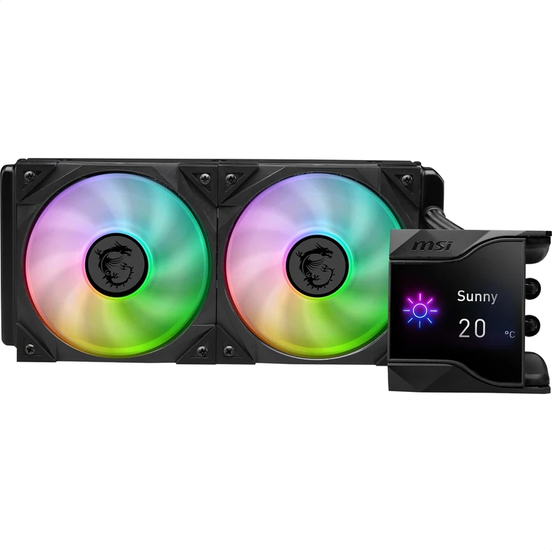 MSI MPG CORELIQUID D240 60mm Liquid Cooler CPU, 2 x 120mm ARGB Fans, Anti-Evaporation Tubing, GI Cooling - Compatible with AMD and Intel Sockets
