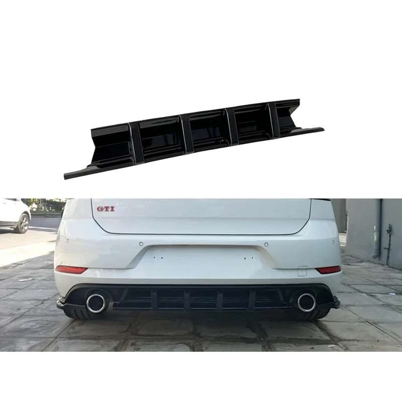 Motordrome Rear bumper skirt (Diffuser) compatible with Volkswagen Golf 7.5 GTI 2017-2020 (ABS Gloss black)