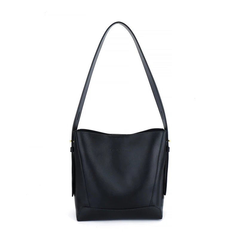 Carlheim Women's Totebag Statement Genuine Leather Totebag, black, standard size, Minimal