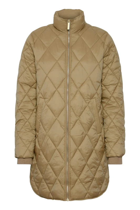 PART TWO Women's Women's Jacket Quilted Casual Fit High Collar Mid-thigh Length Zipper Outerwear, Ermine,