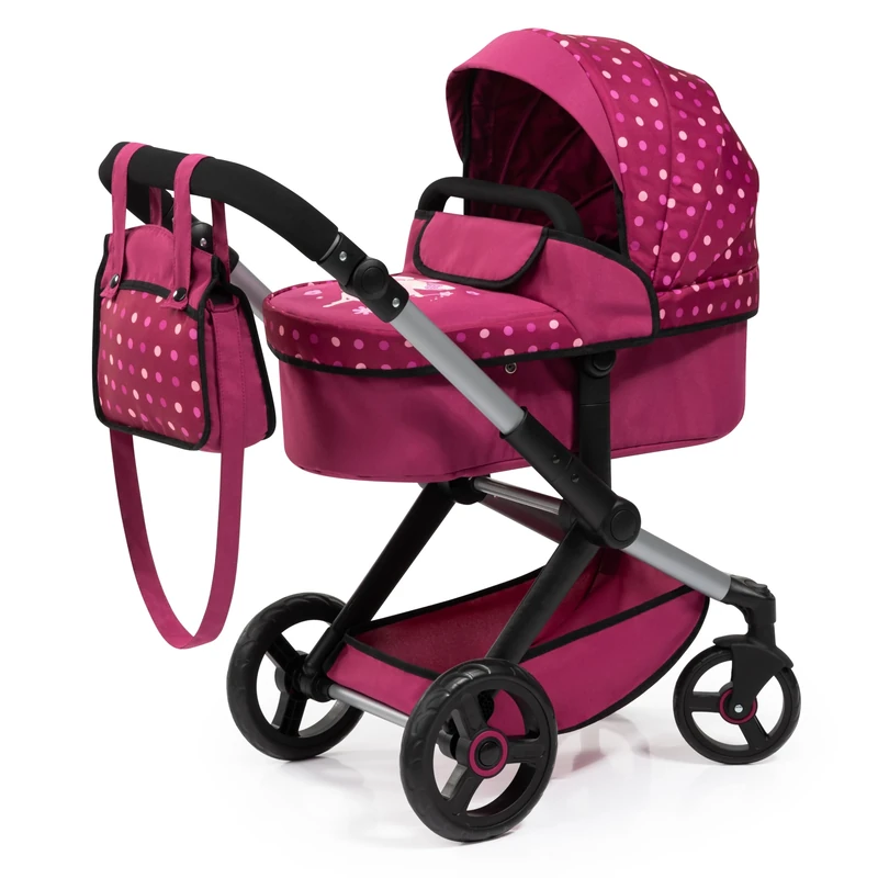Bayer Design 17067AA Doll's pram Xeo, stroller, height-adjustable, reversible handle, convertible, bag