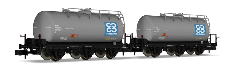 ARNOLD HN6612 RENFE, 2-unit pack of 3-axle tank wagons, CAMPSA livery, ep. IV (blue logo with 4x C's) Freight Wagons