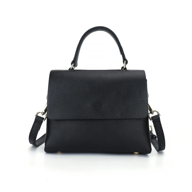Carlheim Women Shoulderbags Classis Leather Shoulder Bag, Black, Small to Medium