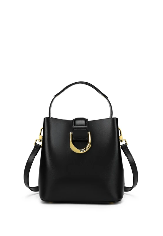 Carlheim Women Shoulderbags Classis Leather Shoulder Bag, Black, Small to Medium