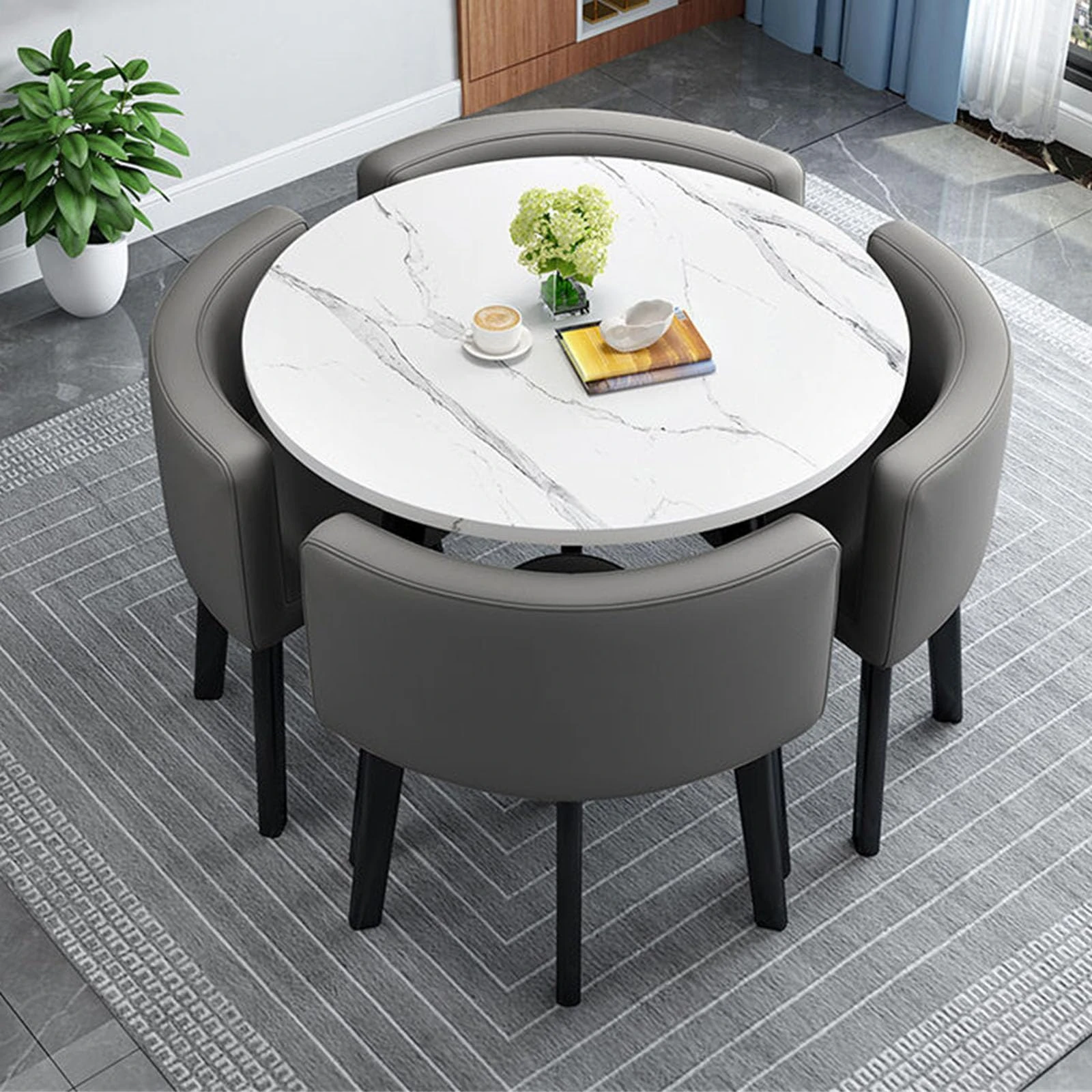WDZDMYL Office Conference Table Small Meeting Room Table, Office Reception Round Table Simple Kitchen Dining Table Set 1 Table 4 Chairs Meetings Negotiation Table 80cm C