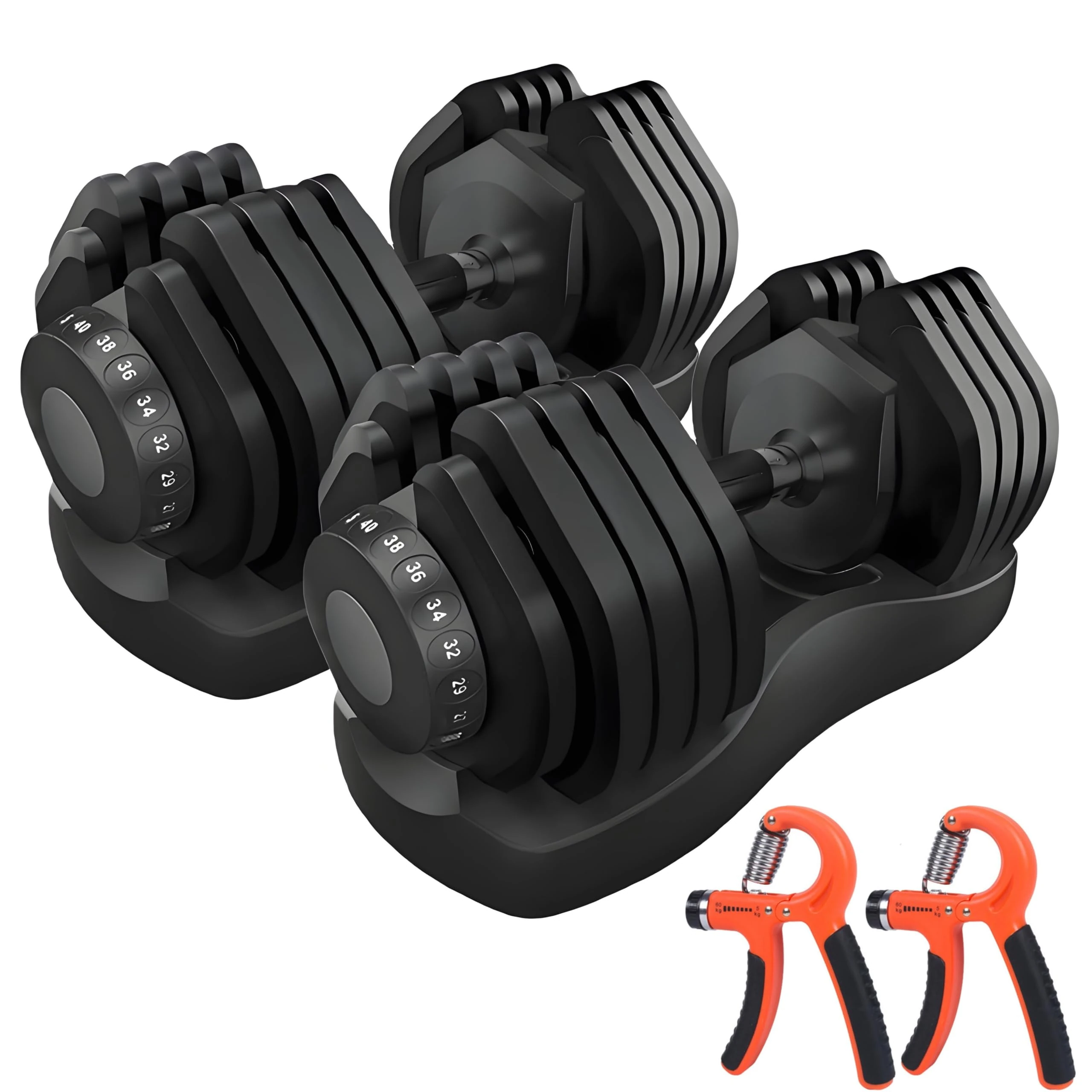 HAKENO 17 in 1 Adjustable Dumbbell 2x40kg Weight Set Weights Space Saver Dumbbells for Home Gym（2pcs set）
