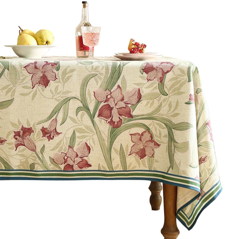 patdrea Designer Green Rectangle Tablecloth,Framhouse Vintage French Violets Pattern Tablecloths,Elegant Floral Table Cover Decor for Kitchen Dining Christmas,Party,Thanksgiving,55"x79"-Tara a