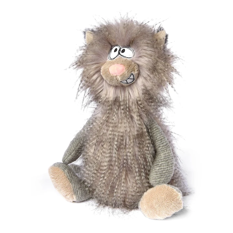 Sigikid 39860 Kiez Monz BeastsTown Plush Toy for Children and Adults for Collecting, Gifting, Playing, Cuddling, Grey/Cat