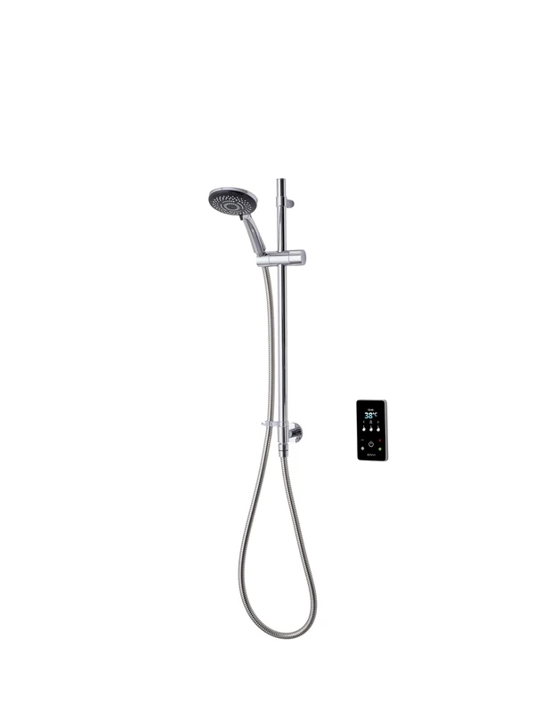 Triton Showers Thermostatic Electric Shower | 10.5 kW | Inline Wall Fed Shower Kit | Smart Shower | Digital Shower | with Showerhead & Anti Twist Hose | Chrome | Electric Shower Set (GEENVE12)