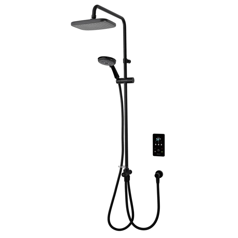 Triton Showers ENVI® | Thermostatic Electric Shower | 10.5 kW | DuElec | Smart Shower | Digital Shower | with Showerhead & Anti Twist Hose | Black | Rainfall Showerhead