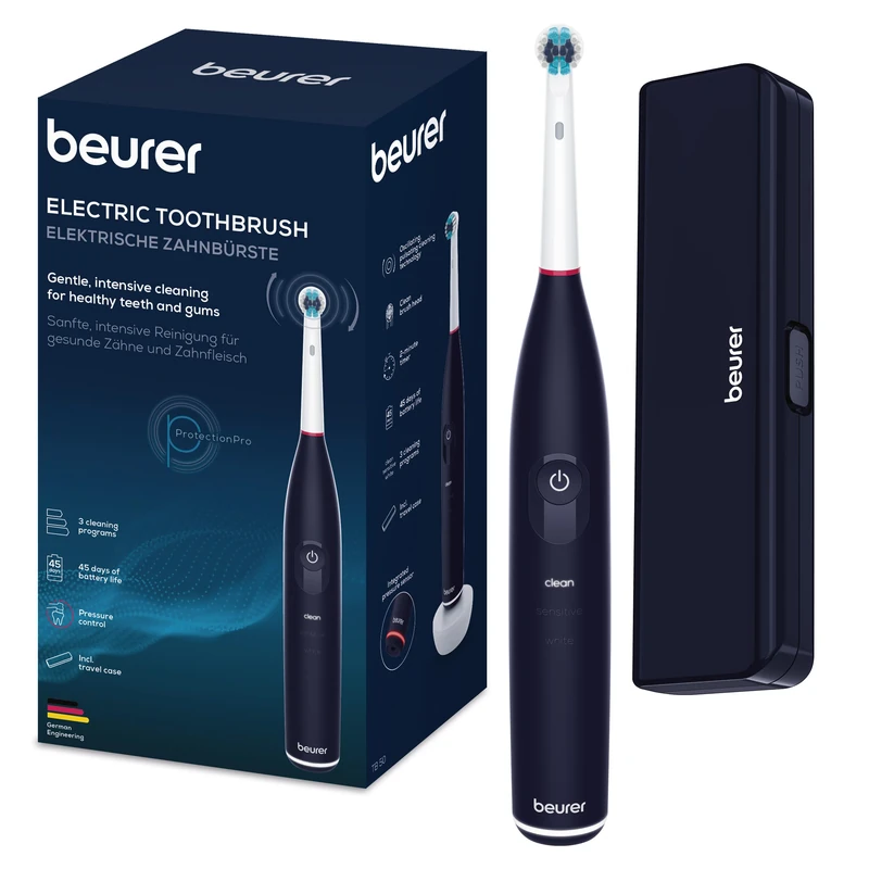 Electric Brush, 3 Cleaning Programs for Dental Care, Oscillating-Pulsating Cleaning Technology to Remove Plaque, Built-in Pressure Sensor, Rechargeable Battery