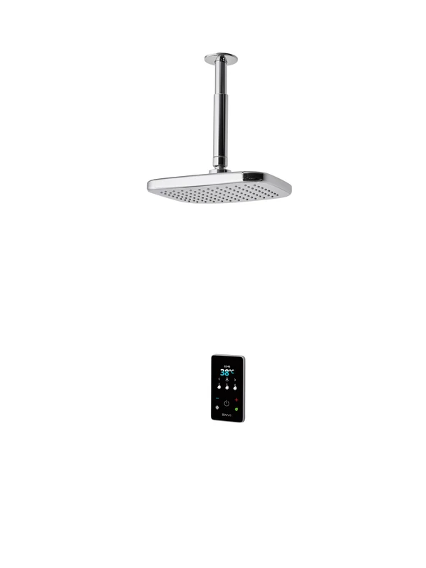 Triton Showers ENVI® | Thermostatic Electric Shower | 10.5 kW | Fixed Head | Smart Shower | Digital Shower | with Showerhead & Anti Twist Hose | Chrome | Rainfall Showerhead