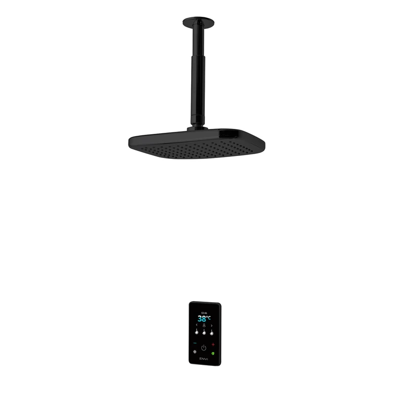 Triton Showers ENVI® | Thermostatic Electric Shower | 10.5 kW | Fixed Head | Smart Shower | Digital Shower | with Showerhead & Anti Twist Hose | Black | Rainfall Showerhead
