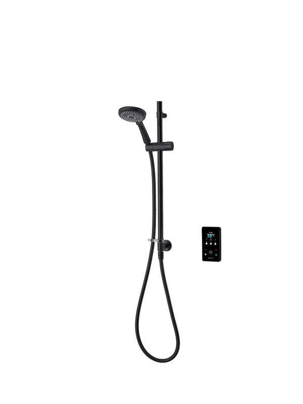 Triton ENVI® | Thermostatic Electric Shower | 9 kW | Inline Wall Fed Shower Kit | Smart Shower | Digital Shower | with Showerhead & Anti Twist Hose | Black | Electric Shower Set, GEENVE93