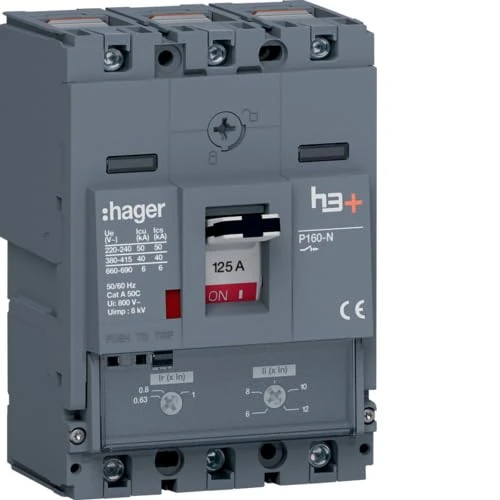 Automatic switch molded box, h3+ P160, 3P3D, 125A, 40kA relay TM reg. - Image 1