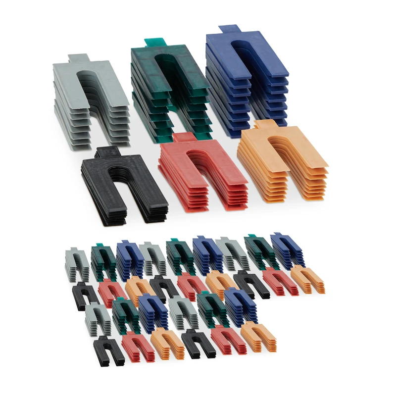 Relaxdays Plastic, Set of 288, Glazing Blocks in 6 Sizes, Spacer Plates 1-6 mm, DIY Construction, Colourful, 0.6 x 3.5 x 7.5 cm