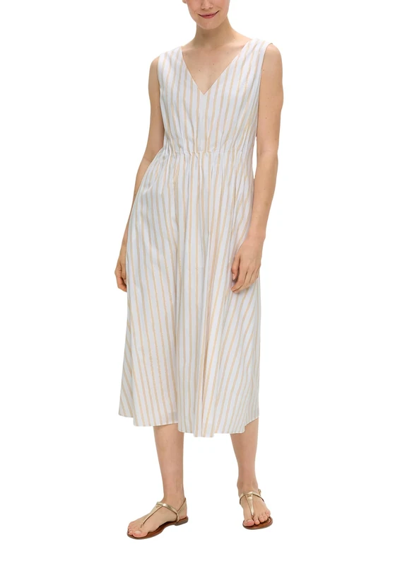 s.Oliver BLACK LABEL Women's 2151059 midi Dress, Beige 81g1, 8