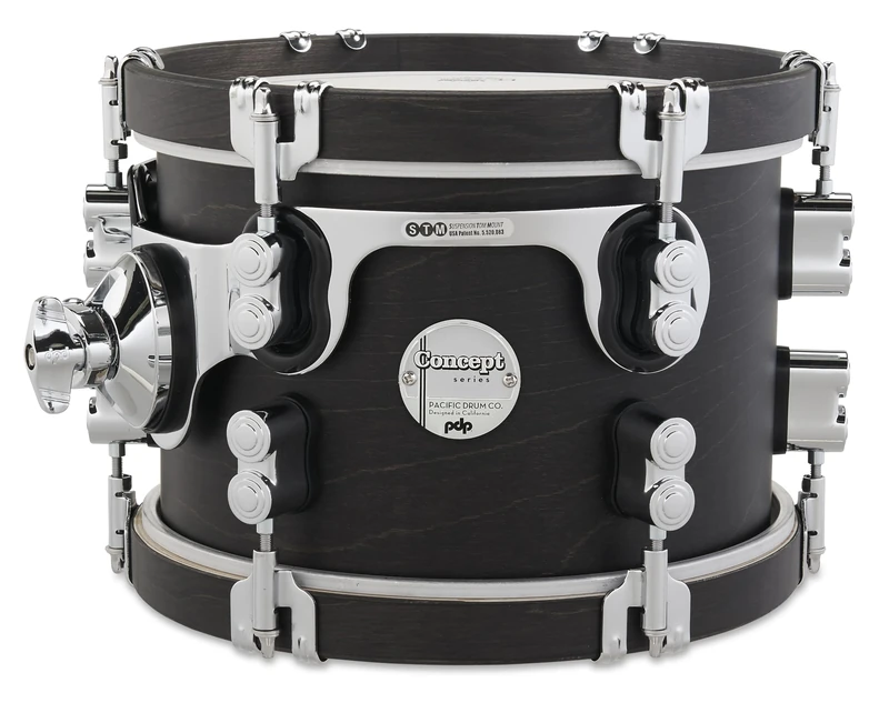 Pacific Drums Concept Classic Tom, 10" x 7", Ebony Stain, Ebony Stain Hoops | Features modern and classic looks with Maple shells and counter hoops