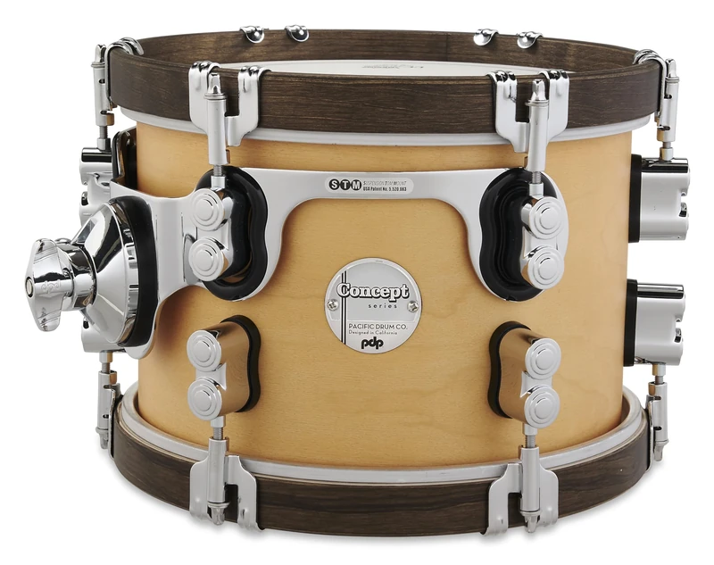 Pacific Drums Concept Classic Tom, 10" x 7", Natural Stain, Walnut Stain Hoops