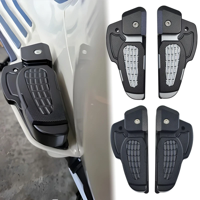 Midimttop Aluminum Rear Passenger Folding Footpeg Pedal Foot Footrests fit for Primavera 125/150 Sprint 125/150 Accessories 2017-2024 (Titanium)