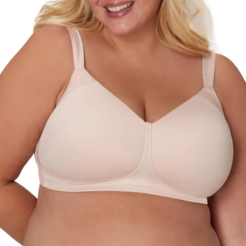 Playtex Women's Secrets Perfectly Smooth Wireless Coverage T-Shirt Bra for Full Figures, Opaque, Sandshell Side Panel, 36B