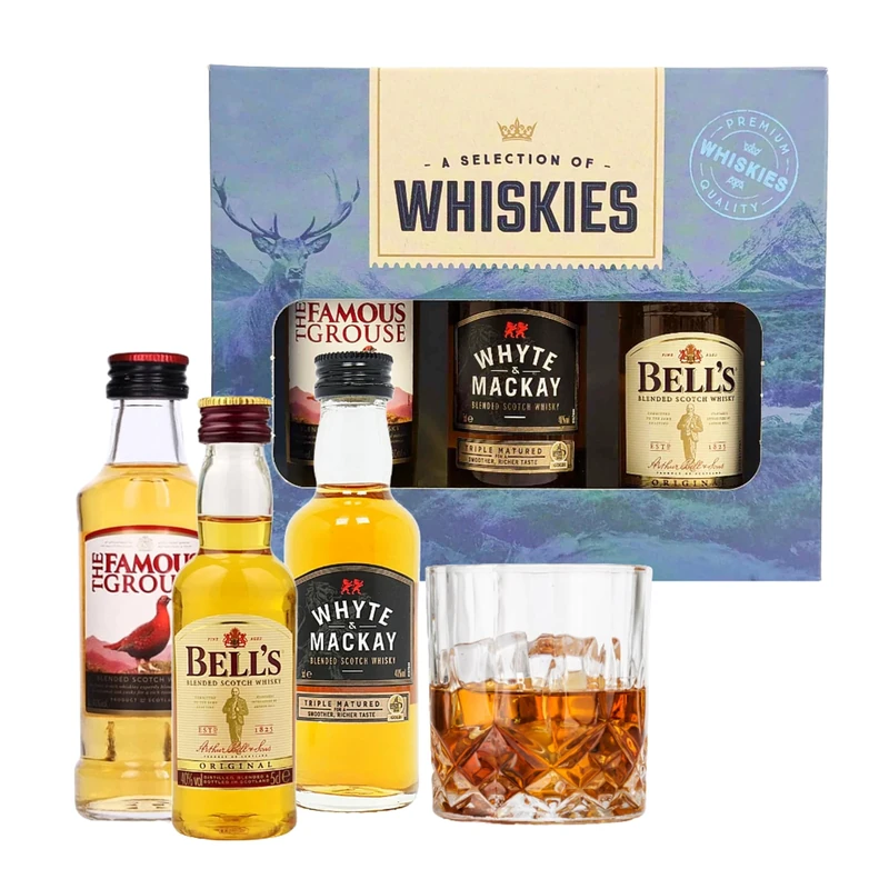 Topline Premium Scottish Whisky Gift Set - Includes 50ml The Famous Grouse Smoky Black, 50ml Teacher's Highland Cream, 50ml The Famous Grouse - Great Gift for Whisky Lovers - Image 1