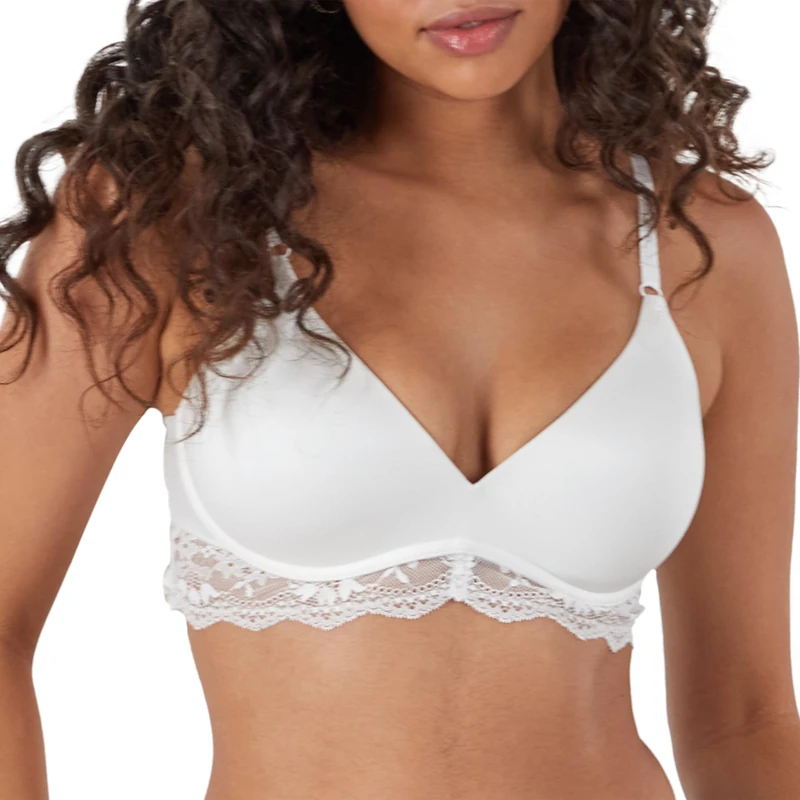 Maidenform Women's Wireless, Natural Lift & Shaping, Convertible Bra with Lace, Opaque, White, 34C - Image 1