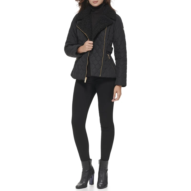 GUESS Women's Light-Weight Jacket Transitional, Quilted Short Black, S - Image 1
