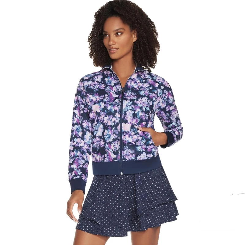 Skechers Women's Reversible Jacket, Misty Floral Blue, XL