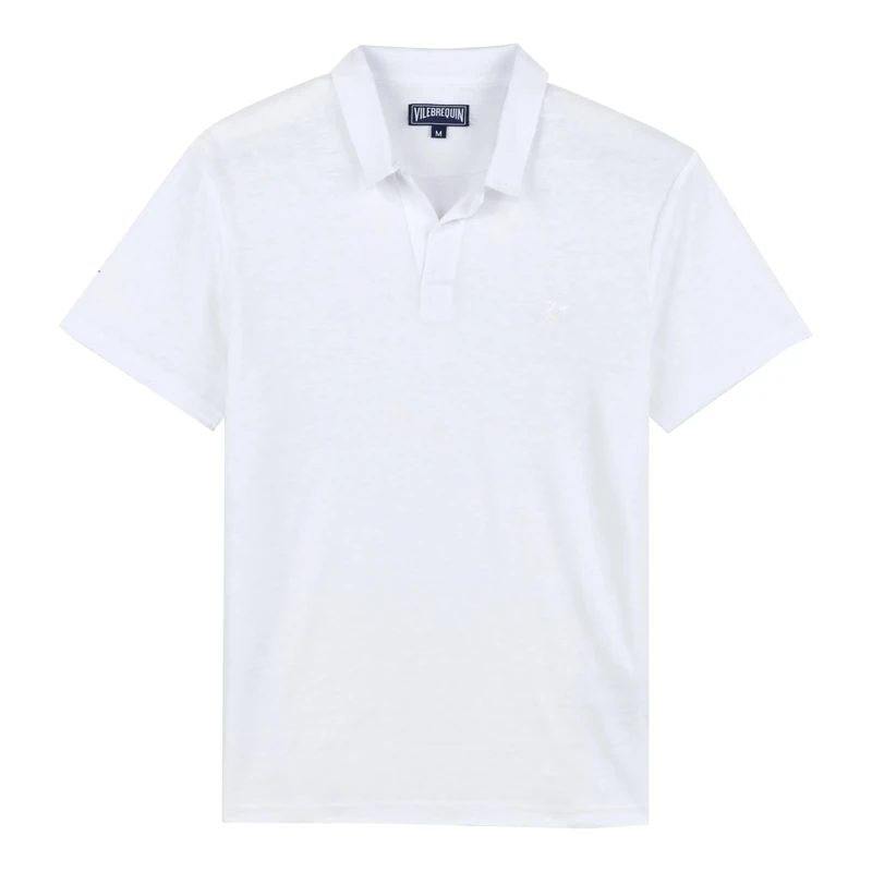 Vilebrequin, Linen Jersey Polo Shirt Solid, L, White