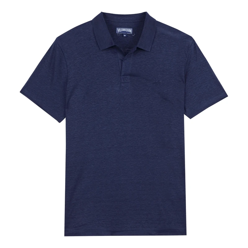 Vilebrequin, Linen Jersey Polo Shirt Solid, L, Navy