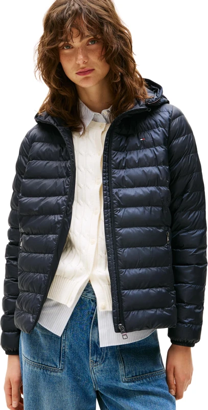 Tommy Hilfiger Women’s Global Stripe Padded Down Jacket with Hood - Image 1
