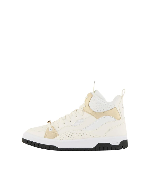 Armani Exchange Women's James Logo Charm, Gold Details Trainers, Off White Op White, 7 UK